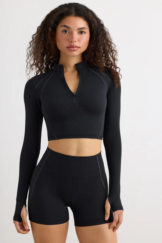Bo&tee Soft Active Half Zip Crop Top